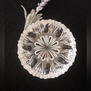 Vintage Cut Glass Ashtray - Clear & Frosted Glass